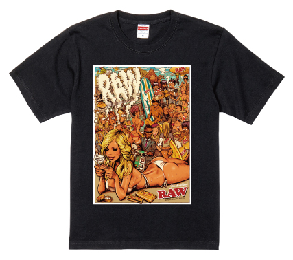 RAW　ガールサマーバケーションTシャツ　ブラックXLサイズ