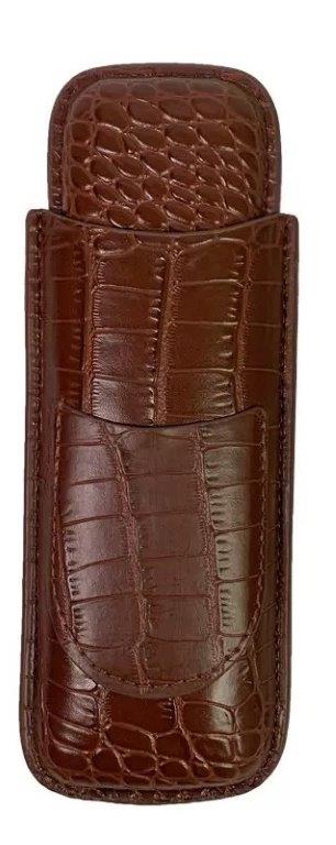 シガーケース　クロコダイル　ブラウン　２本